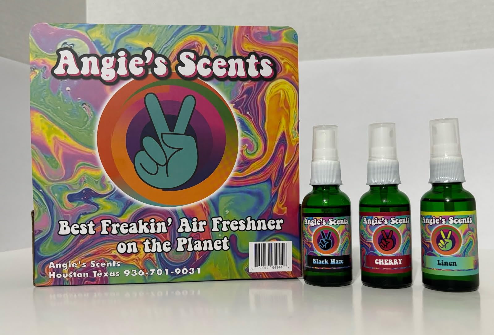 Angie's Scents Air Freshener Spray Set, 1 Fl Oz, 16 Fragrances, Green Glass Bottles (10 Bottles, Leather)