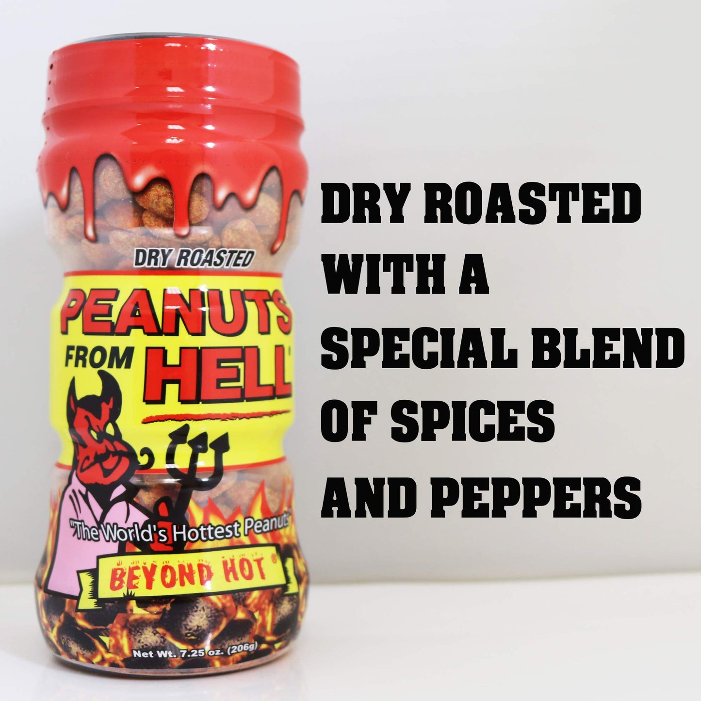 Peanuts from Hell - Ultimate Spicy Gourmet Gift Peanuts 7.25 oz Jar - Try if you dare! (Habanero from HELL)