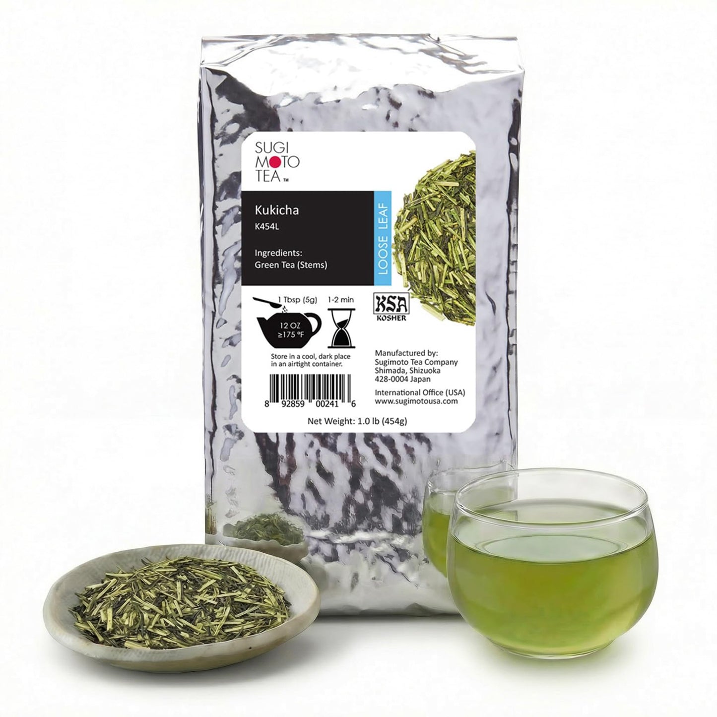 SUGIMOTO TEA Japanese Kukicha Stem Green Tea Loose Leaf Bulk 1.0 lb (454 g)