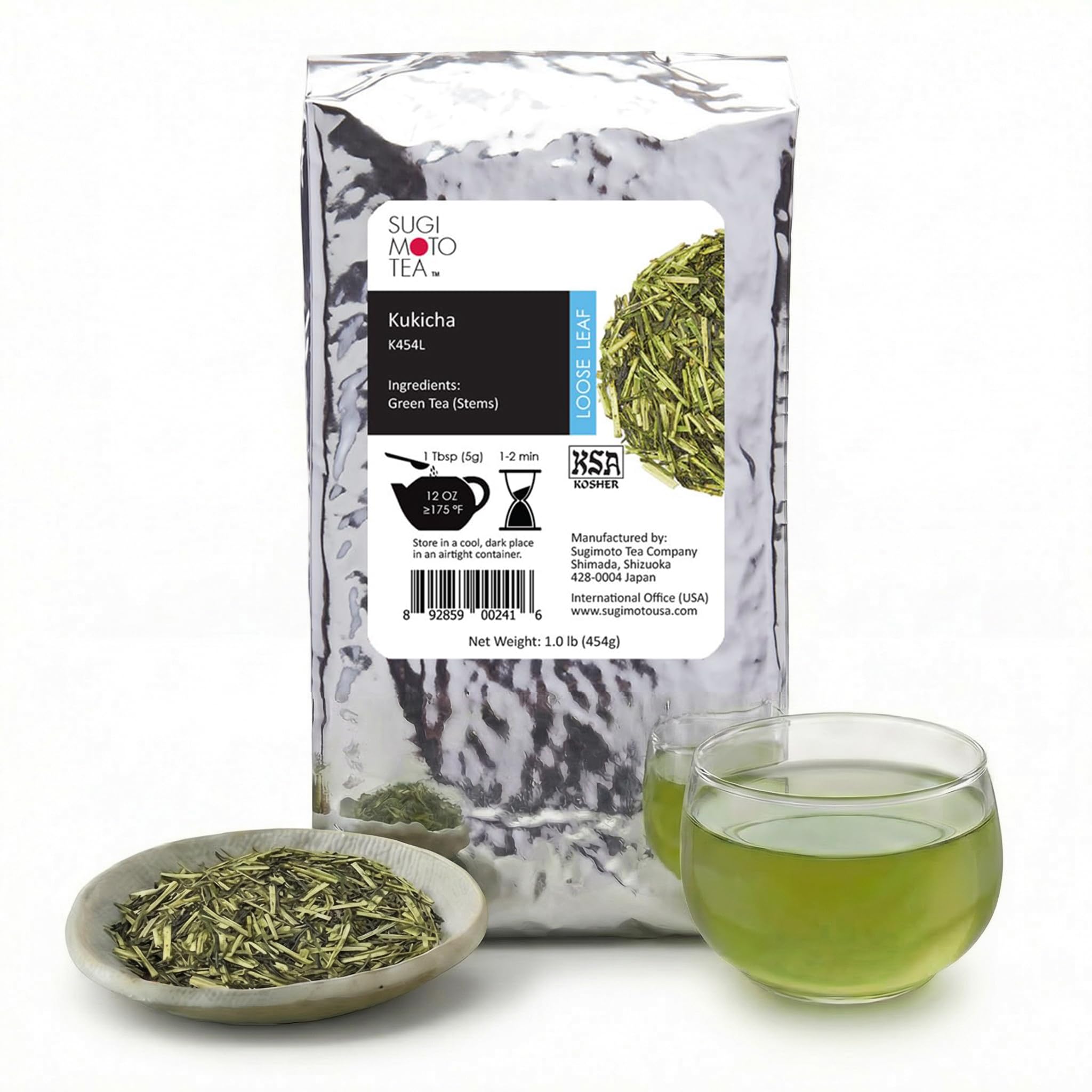 SUGIMOTO TEA Japanese Kukicha Stem Green Tea Loose Leaf Bulk 1.0 lb (454 g)
