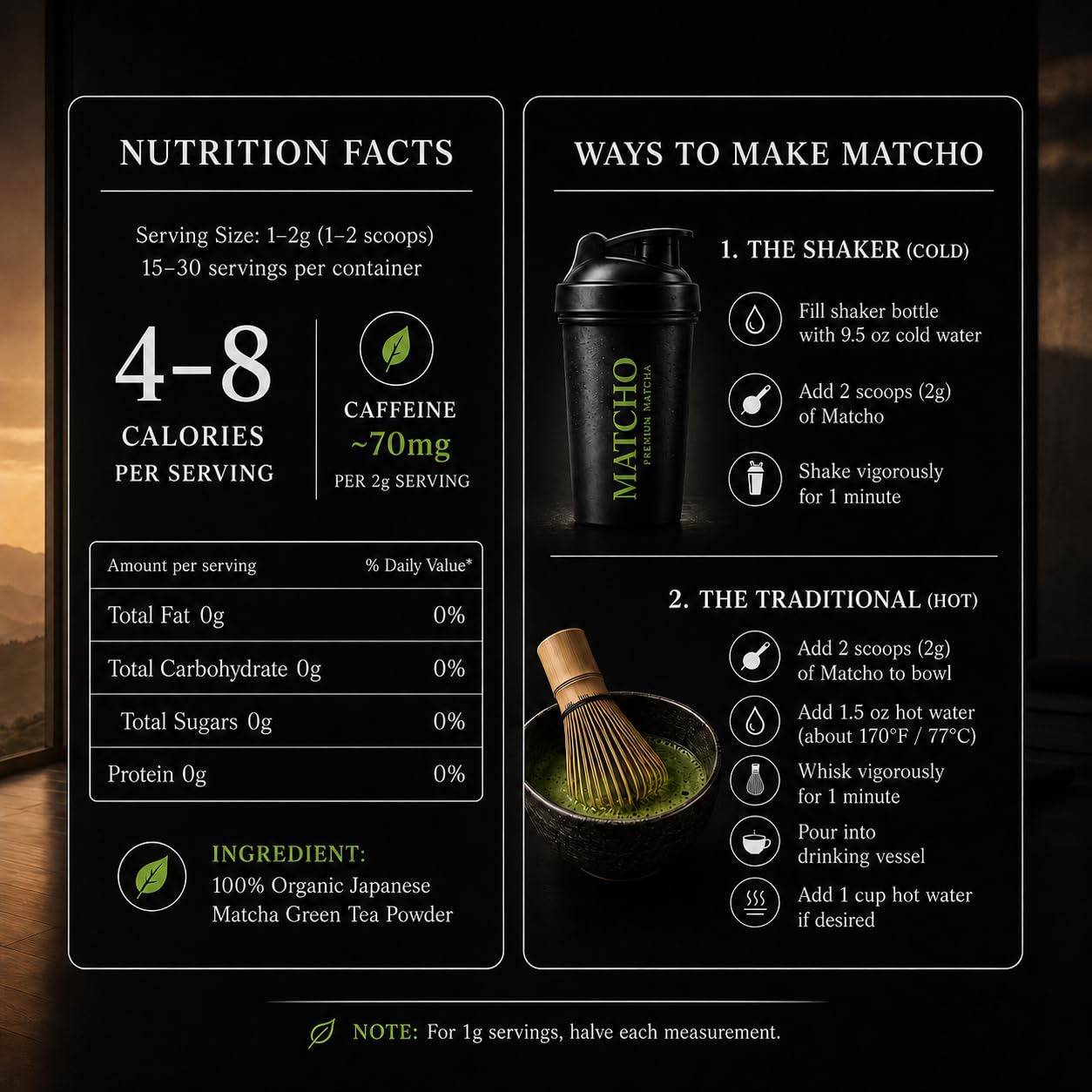 Matcho | Premium Matcha - Organic First Harvest Ceremonial Grade Matcha Green Tea Powder from Uji, Kyoto (30g/1.06oz)