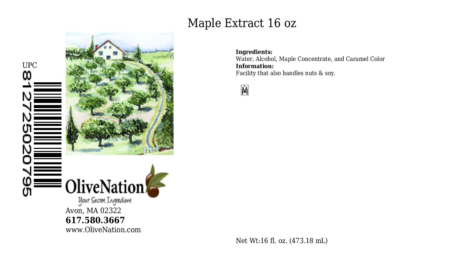 OliveNation Maple Extract PG Free, Real Maple Extract for Baking, Brewing, Cooking, 16 ounces