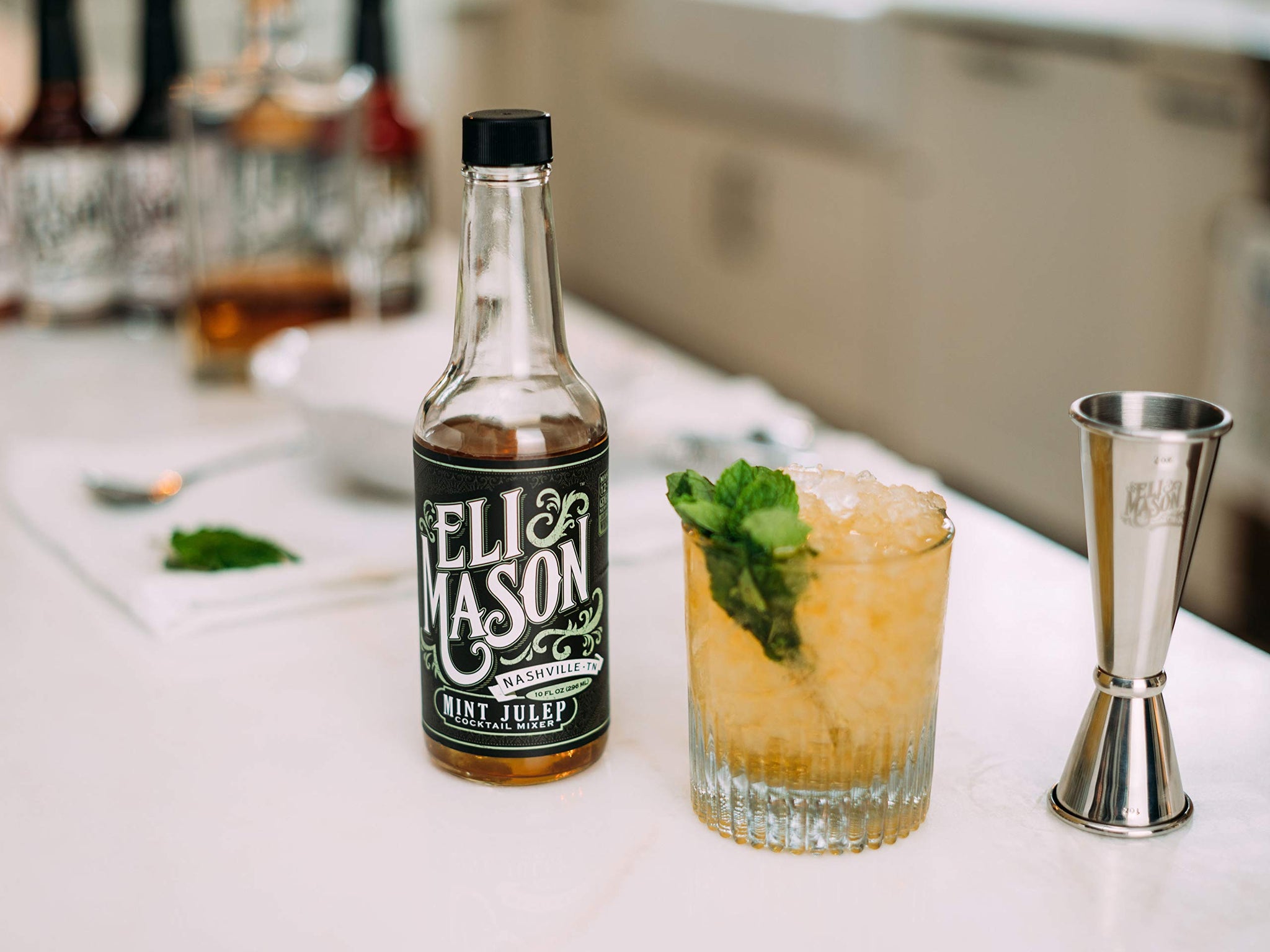 Eli Mason Mint Julep Cocktail Mixer - All-natural Mint Cocktail Syrup - Uses Real Cane Sugar, Fresh Mint & Proprietary Blend Of Cocktail Bitters