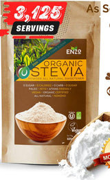 Enzo Organic Stevia Powder 125g (4.4oz / 3125-Servings) - Premium USDA Certified All Natural Alternative-Sweetener 320x Sugar Free Non-GMO 0 Calories Vegan No Aftertaste Kosher