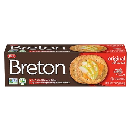 Dare Breton Crackers - Party Snacks with no Artificial Flavors and 0g of Trans Fat per Serving - Original, 7 Oz (Pack of 12)