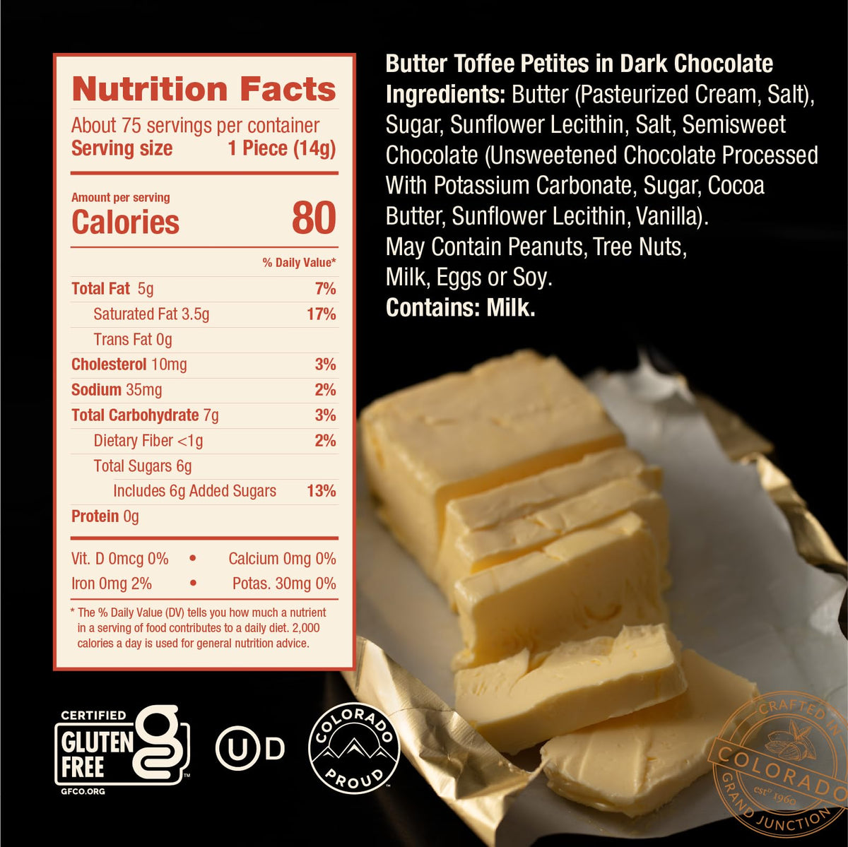 Enstrom Butter Toffee Petites Gift Box, Dark Chocolate