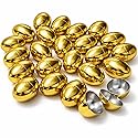 GiftExpress Gold Easter Eggs - 50 Piece Bulk 2.3" x 1.75" Golden Metallic Plastic Eggs Hinged - Adult & Kid Party Toys for Gift Easter Baskets or Egg