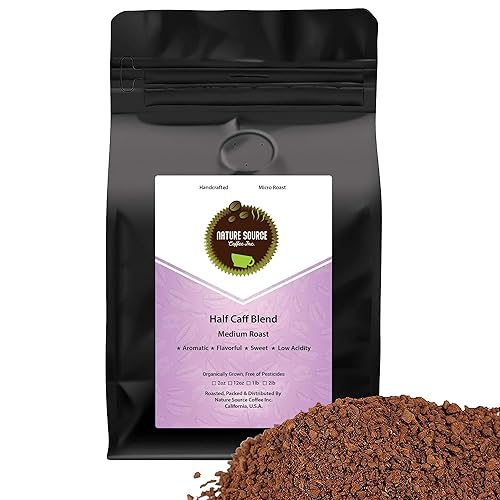Half Caff Blend Swiss Water | Organic | 100% Arabica | Medium Roast | California Fresh Roasted (Ground 2lb)