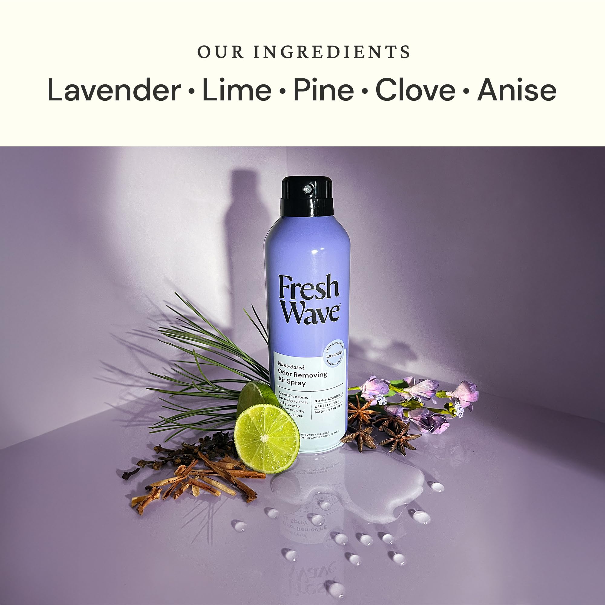 Fresh Wave Lavender Odor Eliminator Spray & Air Freshener, 8 oz. | Non-Aerosol, Fine Mist | Odor Absorbers | Safer Odor Relief | Natural Plant-Based