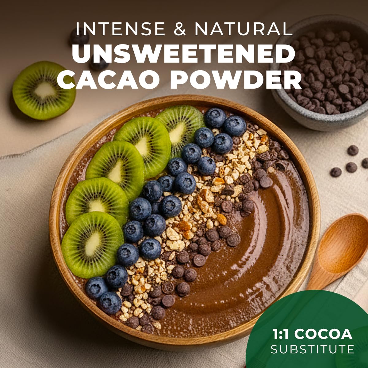 Gya Tea Co Cacao Powder 1.1 lb (17.64 oz) - Unsweetened & Rich Dark Chocolate Flavor for Hot Chocolate, Baking, Smoothies - Non-GMO, Gluten-Free