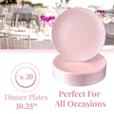 SILVER SPOONS Modern Design Disposable Plastic Dinner Plates for Party (10 PC) Heavy Duty Disposable Dinner Set 10.25”, Fine China Look Plastic