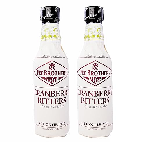 Fee Brothers Cranberry Cocktail Bitters - Aromatic Cocktail Mixer & Concentrated Flavoring, Gluten Free, Vegan-Friendly, 5 fl oz, Pack of 2 Bottles