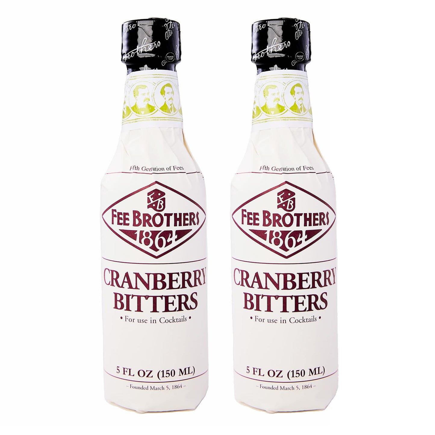 Fee Brothers Cranberry Cocktail Bitters - Aromatic Cocktail Mixer & Concentrated Flavoring, Gluten Free, Vegan-Friendly, 5 fl oz, Pack of 2 Bottles
