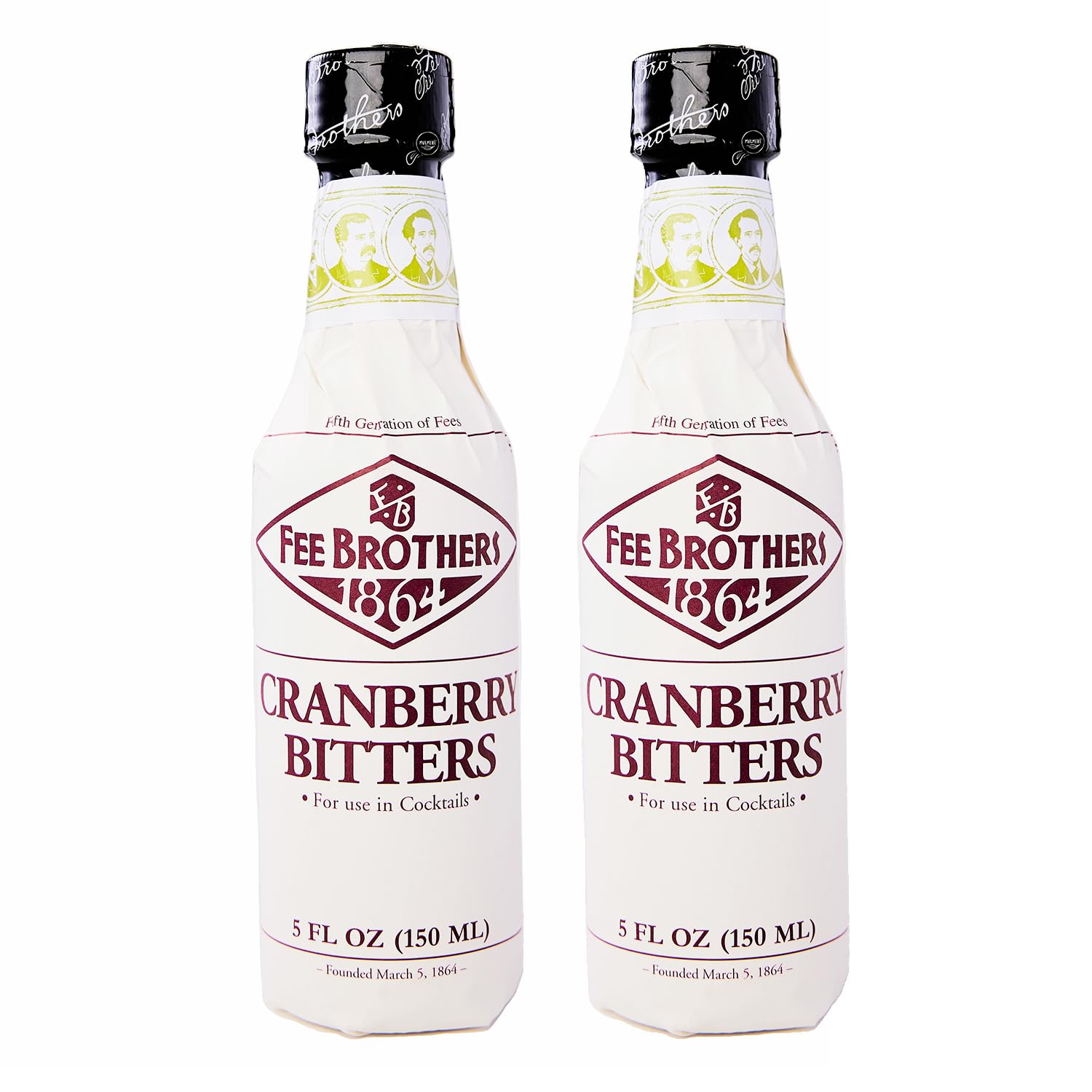 Fee Brothers Cranberry Cocktail Bitters - Aromatic Cocktail Mixer & Concentrated Flavoring, Gluten Free, Vegan-Friendly, 5 fl oz, Pack of 2 Bottles