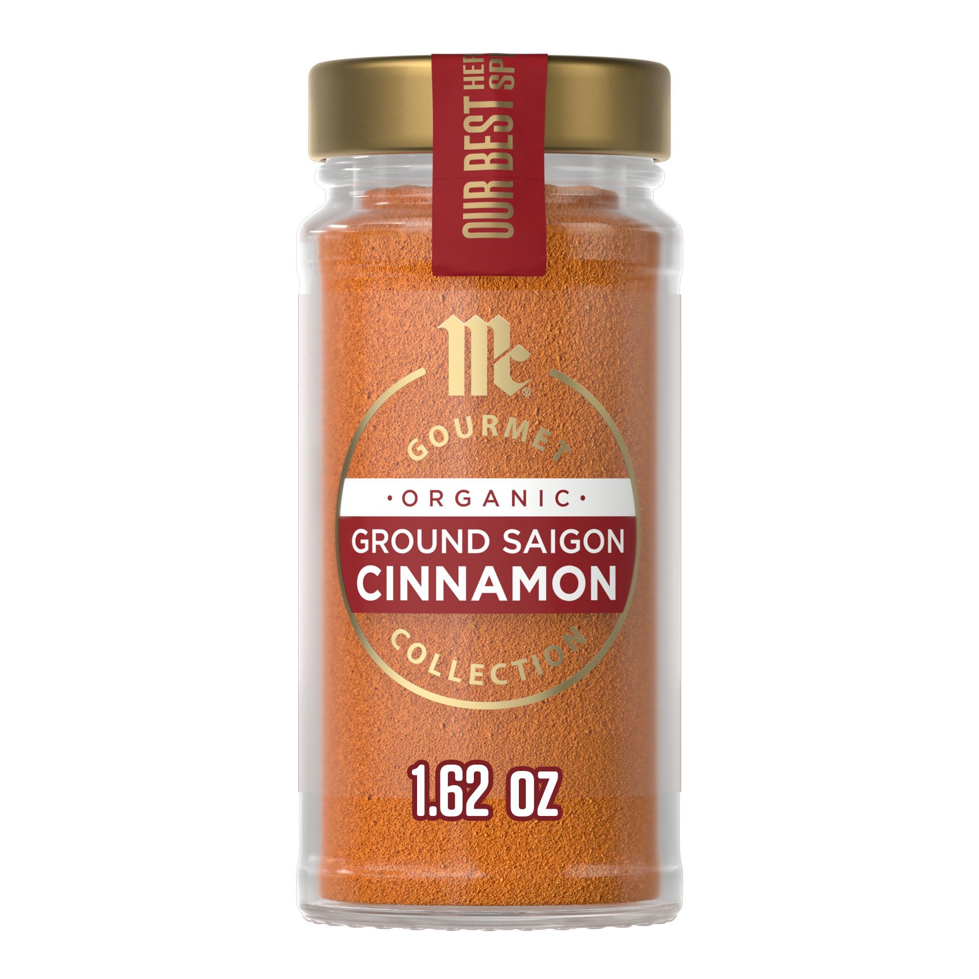 McCormick Gourmet Collection Saigon Cinnamon, Ground, Organic, Non GMO, Our Best Herbs & Spices, Sweet Flavor, Spicy Aroma, Elevate French Toast