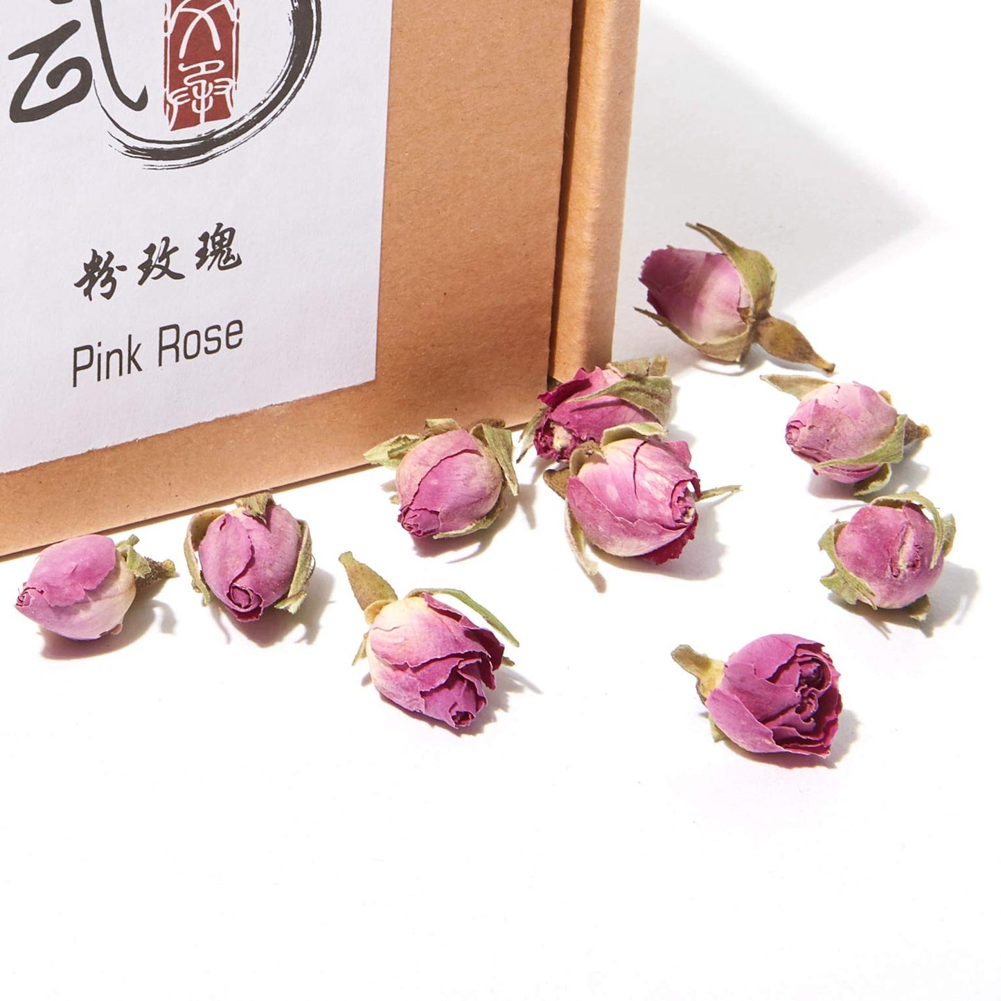 ChaWuWarmSun-[A] Pink Rose Tea Buds(3oz),Loose Leaf Flower Petal Tea,Dried Flowers
