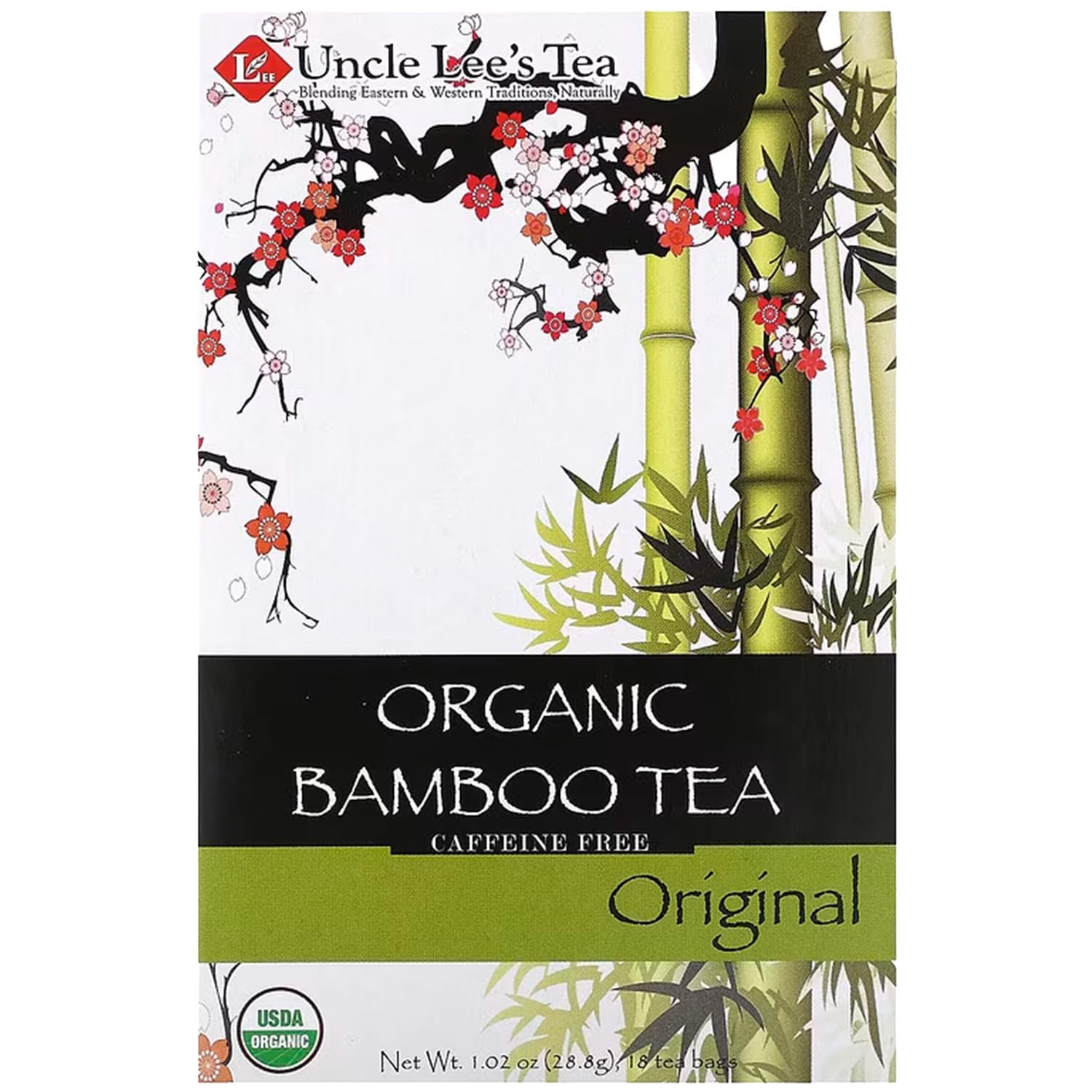 Uncle Lee's Organic Tea, Bamboo - Delicate & Refreshing Brew, Naturally Caffeine Free, Great for Hair, Skin & Nails, 18 Tea Bags