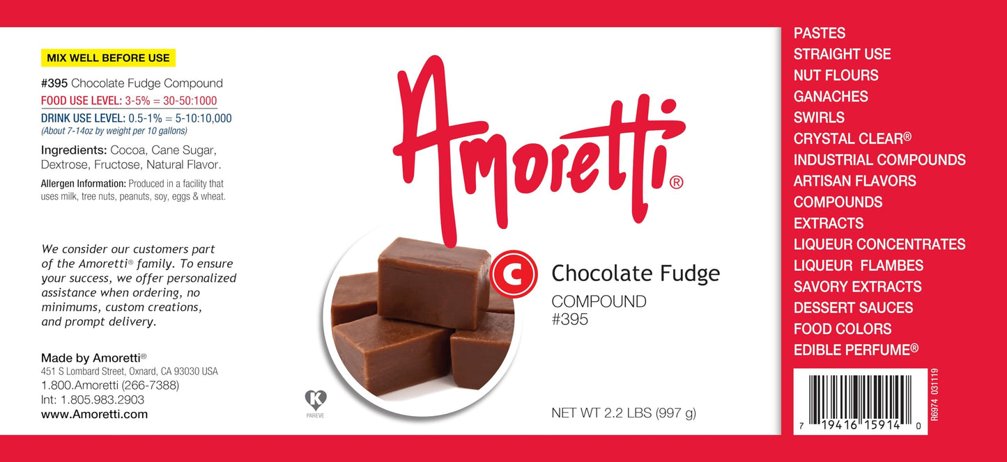 Amoretti - Chocolate Fudge Compound 8 oz - Natural Flavors, Shelf Stable Even After Opening, Certified Kosher, TTB Approved, Perfect for Baking