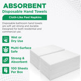 100-count Fresh Towel Disposable Linen-Feel Cloth-Like Guest Hand Towels (12"x16.5") for Bathroom, Kitchen, Party, Wedding, Restaurant or Events| Soft