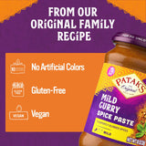 Patak’s Mild Curry Spice Paste - Mild Indian Cooking Paste with Freshly Ground Spices - Ideal for Chicken, Vegetables, and One-Pot Meals - Warm