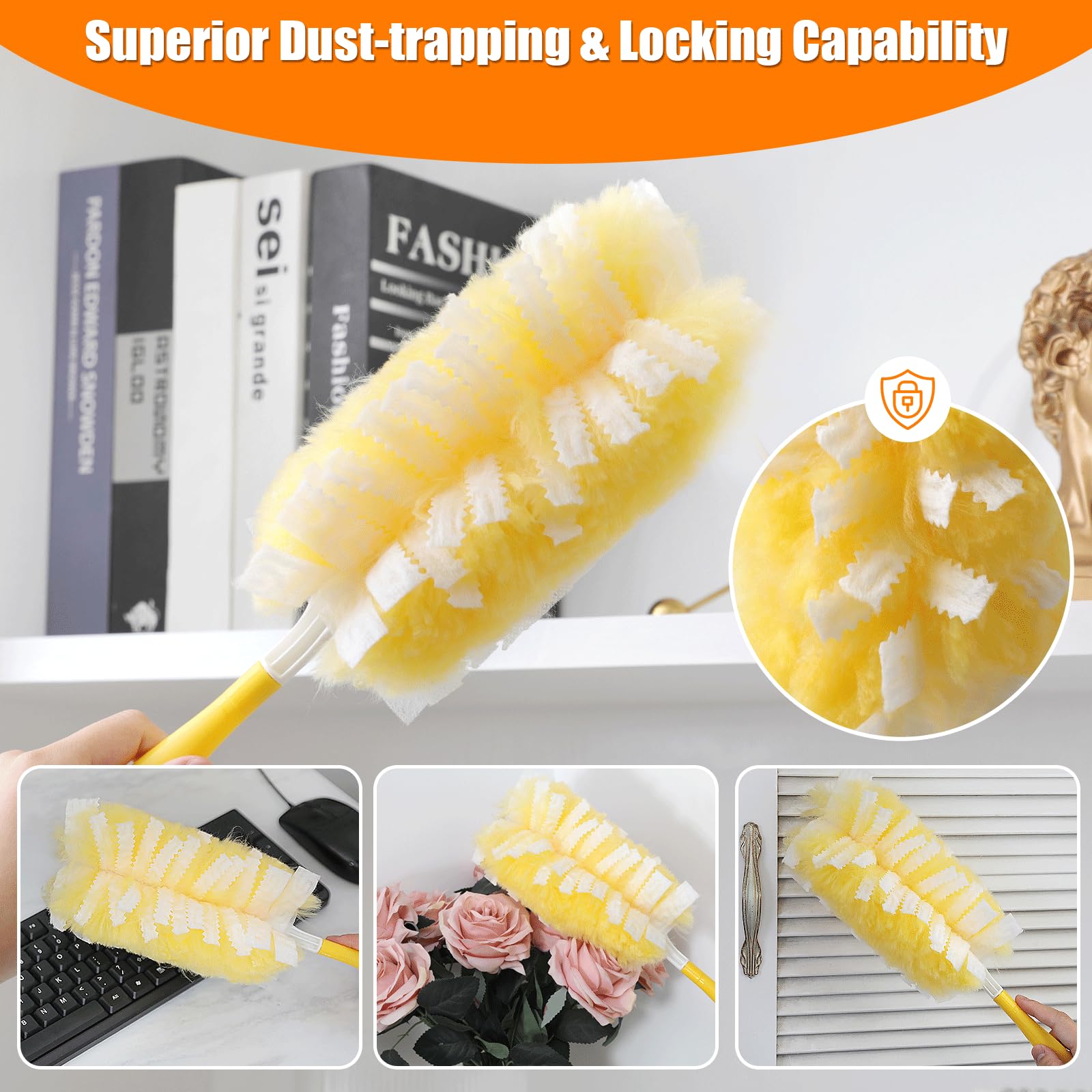 Senowi 40 Count 360° Heavy Duty 2 Sided Duster Refills Compatible with Swiffer, Large Size-Extra Thick Disposable Electrostatic Feather Duster Refill