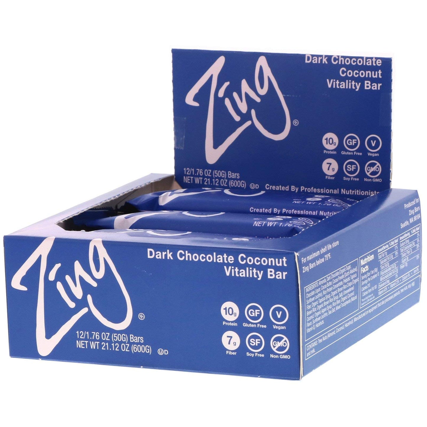 Zing Zing Bar Chocolate Coconut 12 - 1.76 oz (50g) bars