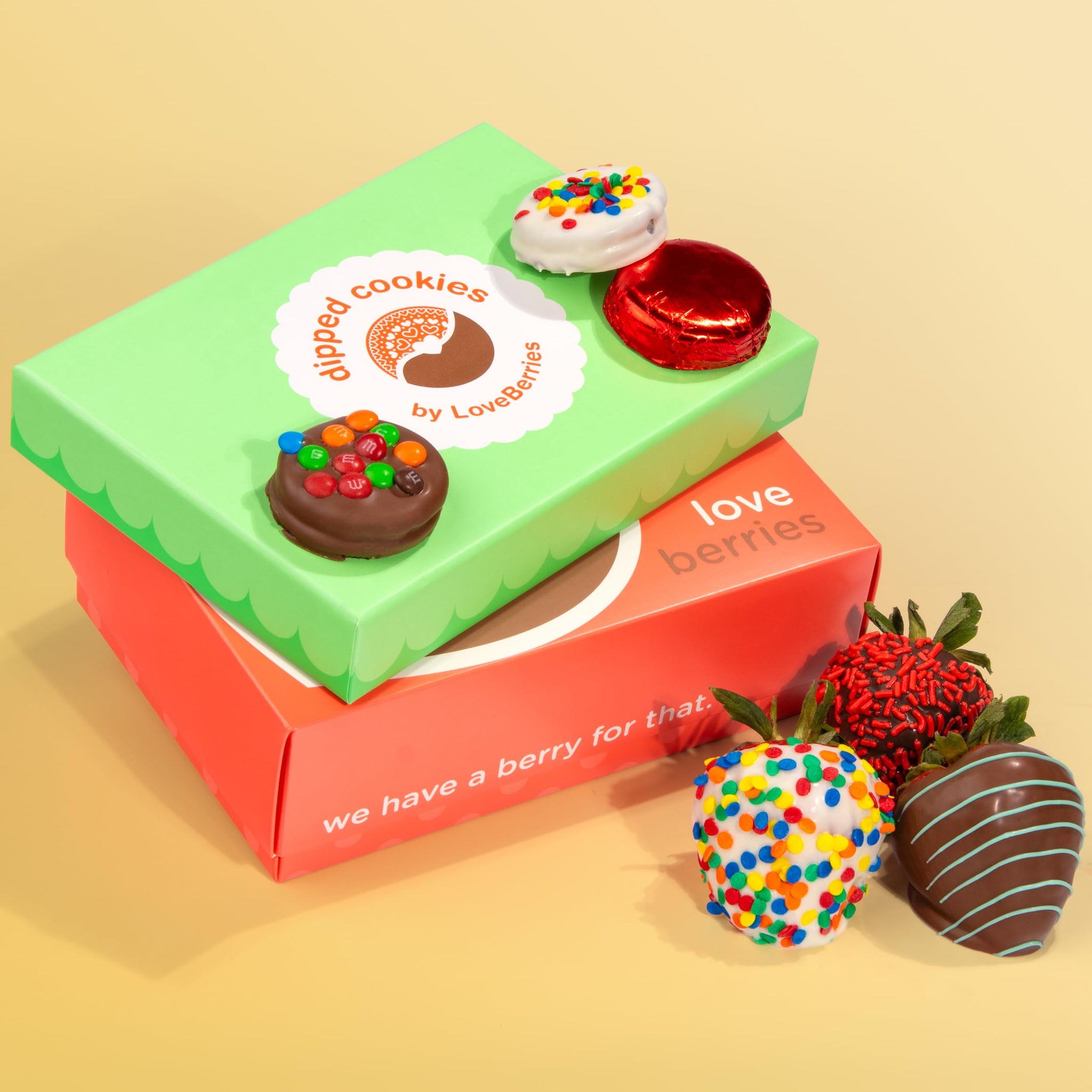 Birthday Chocolate Covered Strawberries & Chocolate Dipped Sandwich Cookies