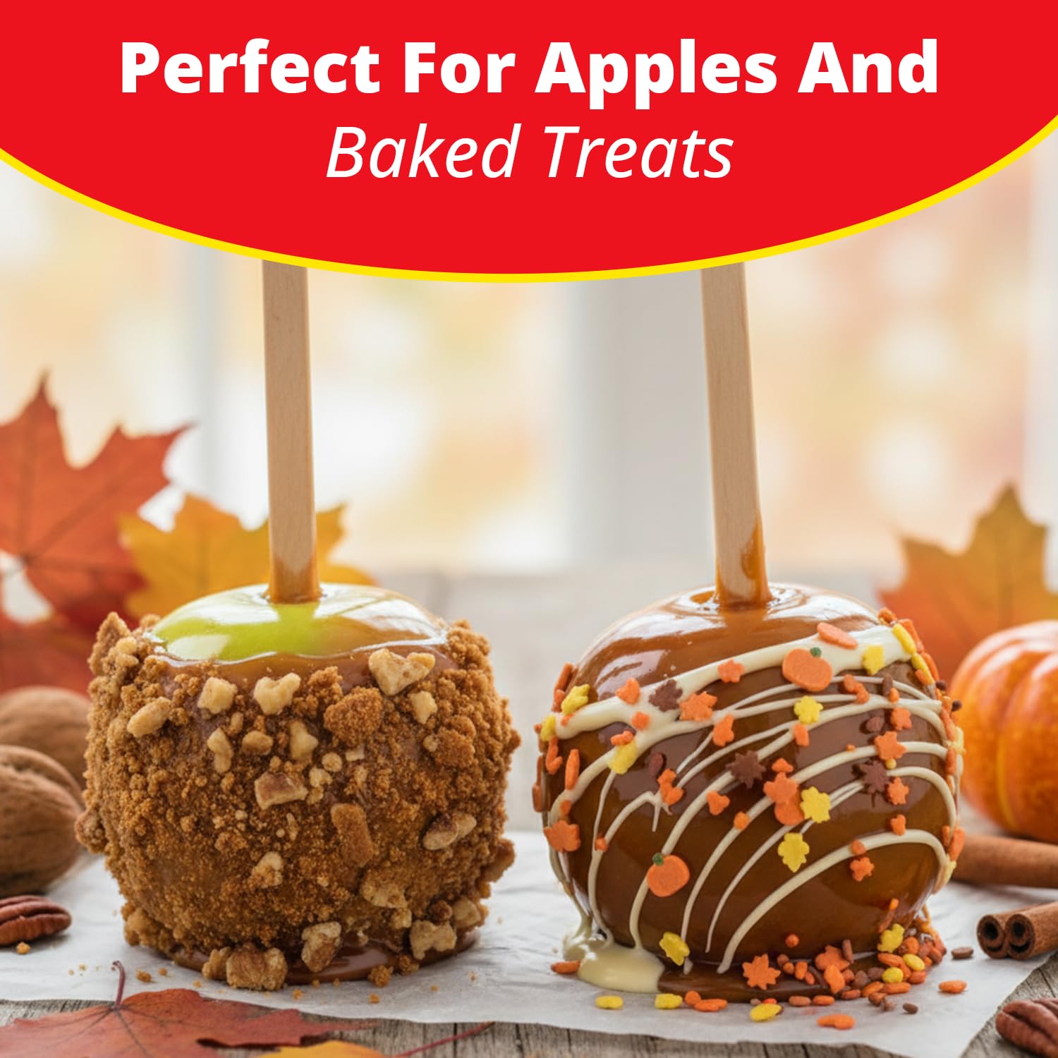 Concord Foods Caramel Apple Kit: Fall Favorite Treat - Indulge in Chewy Apples! Makes 10 Caramel Apples per Box, 5 oz