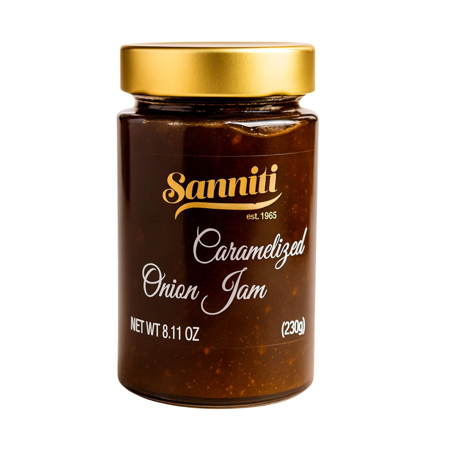 Sanniti Caramelized Onion Jam - Sweet & Savory Gourmet Spread - Perfect for Cheese Boards, Meats, and Sandwiches - 8.11 oz (230g) Jar