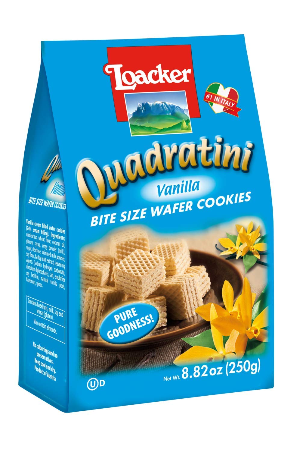 Loacker Quadratini Vanilla Wafer Cookies, 8.82-Ounce Packages (Pack of 8)