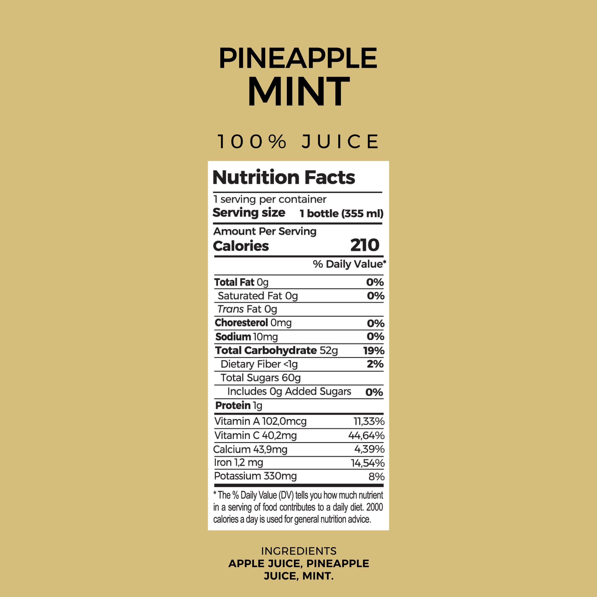 PUR Cold-Pressed Juice - Pineapple Mint 18 Pack - Apple Juice, Pineapple & Mint - Refreshing Drink Supports Wellness, Digestion & Cleanse Days - Raw