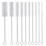 Long Straw Brush, Nylon Pipe Tube Cleaner 8-ihch 10 Different Diameters Set of 10