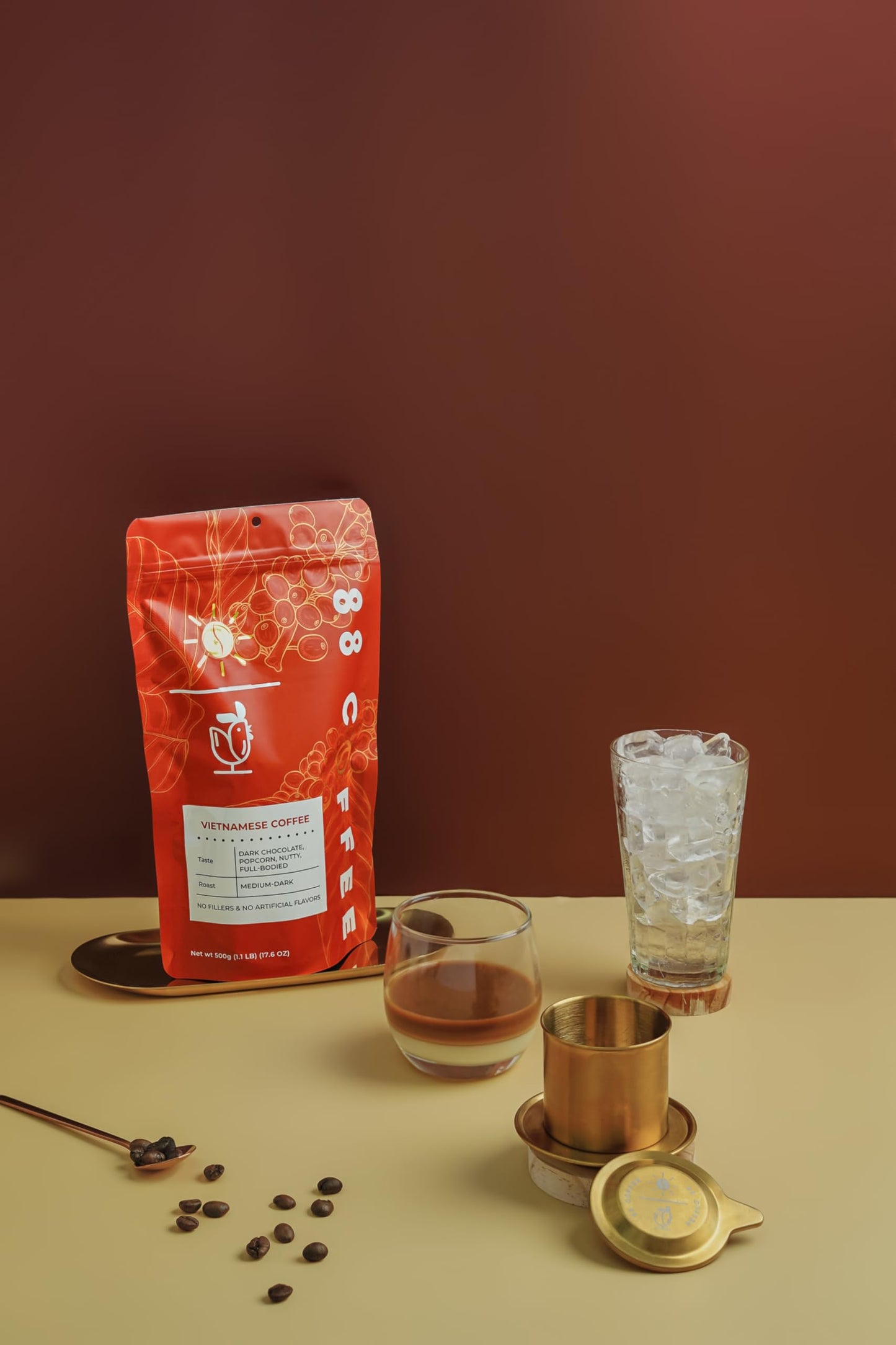 88 COFFEE COMPANY - 100% Vietnamese Coffee 12oz bag - Medium Dark Roast,100% Robusta - Authentic Vietnam Coffee for Phin, Espresso, Drip & Iced Café