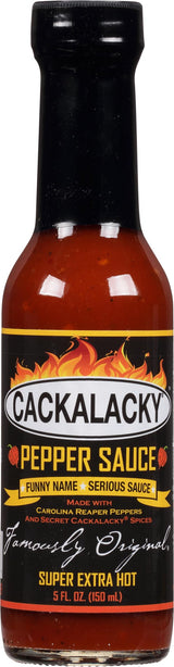 Cackalacky Famously Original Super Extra Hot Pepper Sauce - 5 oz Bottle - Extreme Heat for Grilling, Marinades & Fiery Dips
