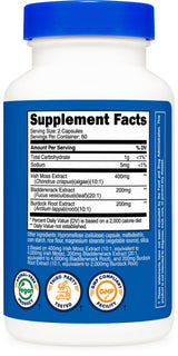 Nutricost Irish Sea Moss Extract 120 Capsules for 60 Servings Per Bottle - with Bladderwrack & Burdock Root, Vegan, GMO-Free