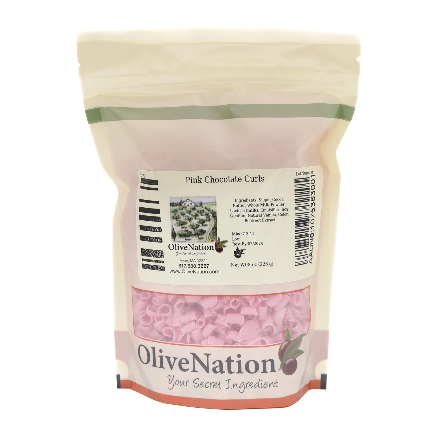 Pink Chocolate Curls Topping, OliveNation Pink Chocolate Curls for Cake Decorating, Elegant Edible Decoration - 1 lb