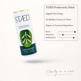 STAED Organic Energy Drinks, Clean Natural Productivity Drink with Cognizin® Citicoline & L-Theanine, Sparkling Functional Beverage, Clean Caffeine