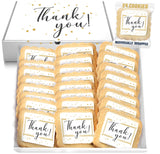 Thank You Cookies Gold Black Elegant Classy Appreciation Treats Party Favors Gift Basket for Teachers Employees Nurses | 24 Pack Individually Wrapped