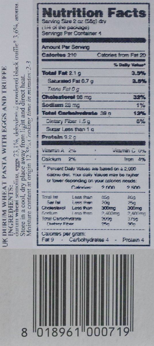 Campofilone Italian Truffle Fettuccine | Marcozzi di Campofilone Traditional Dried Egg Pasta with Black Truffle Imported from Italy | 8.8oz (250g)