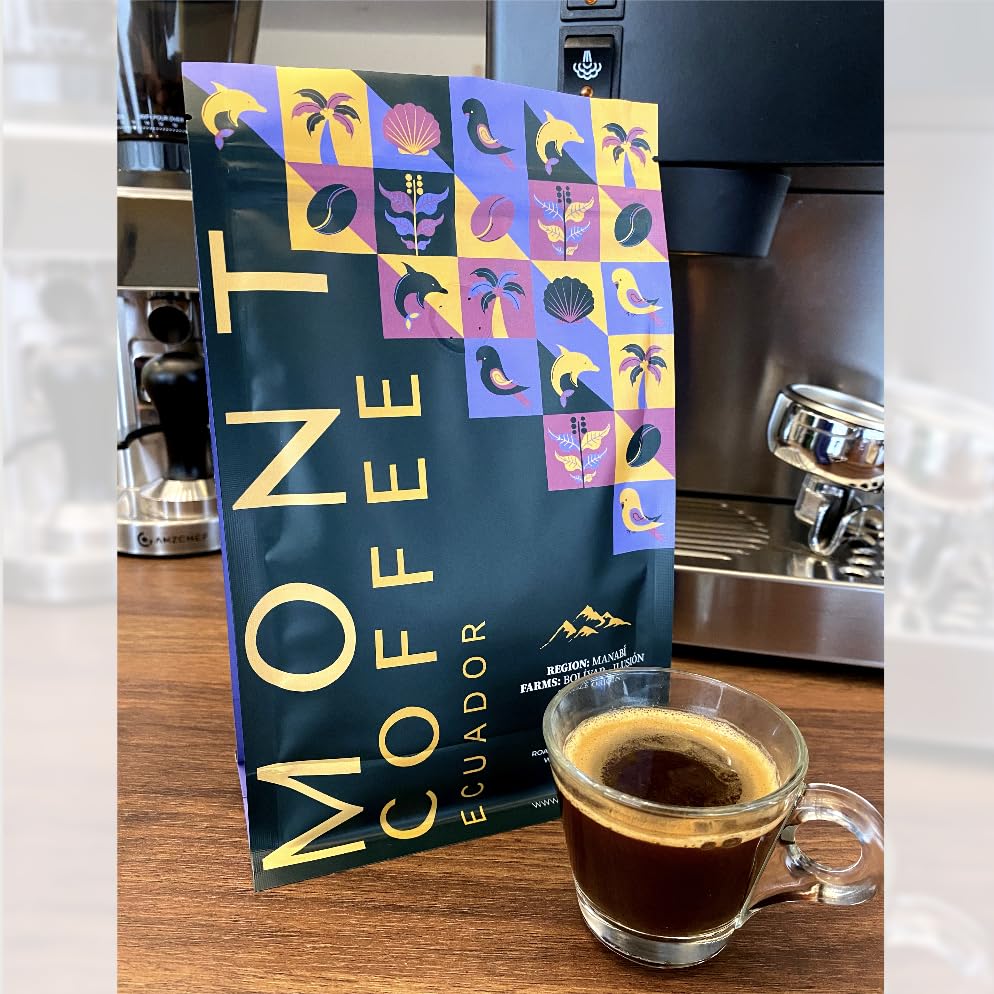 Mont Coffee Ecuador Single Origin Manabí - 100% Arabica Specialty Ground Coffee, Bolivar-Ilusion Farm, Pacific Coast Micro-Climate, Medium-Dark Roast