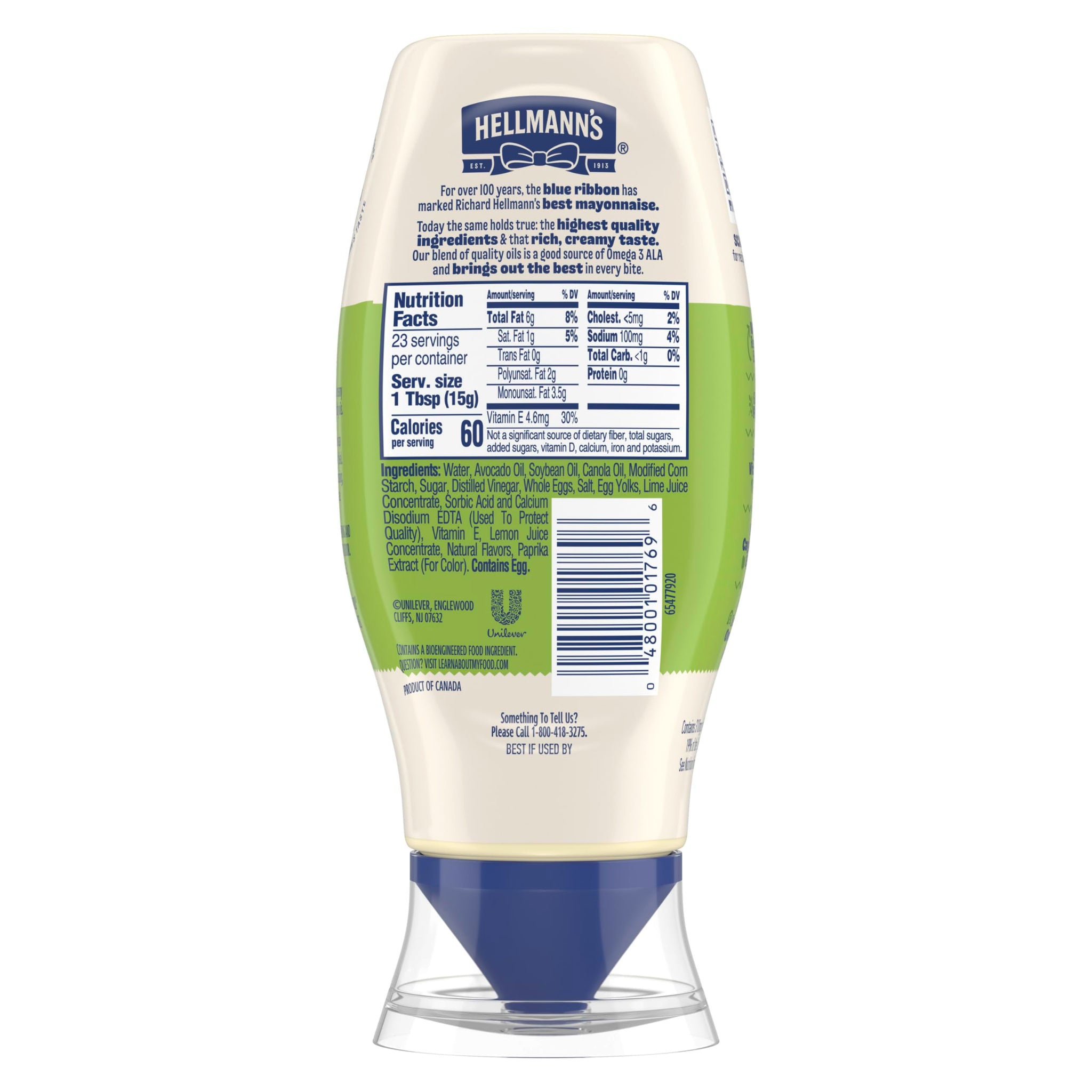 Hellmann's Mayonnaise Dressing Avocado Oil Quality Ingredients with Good Fats, Rich in Vitamin E 11.5 Fl Oz