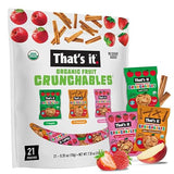 That’s it. Organic Fruit Crunchables Variety (21-Pack) - 100% Plant-Based Fruit Snacks, Non-GMO, Gluten Free, No added Sugar, Healthy Snack for Kids