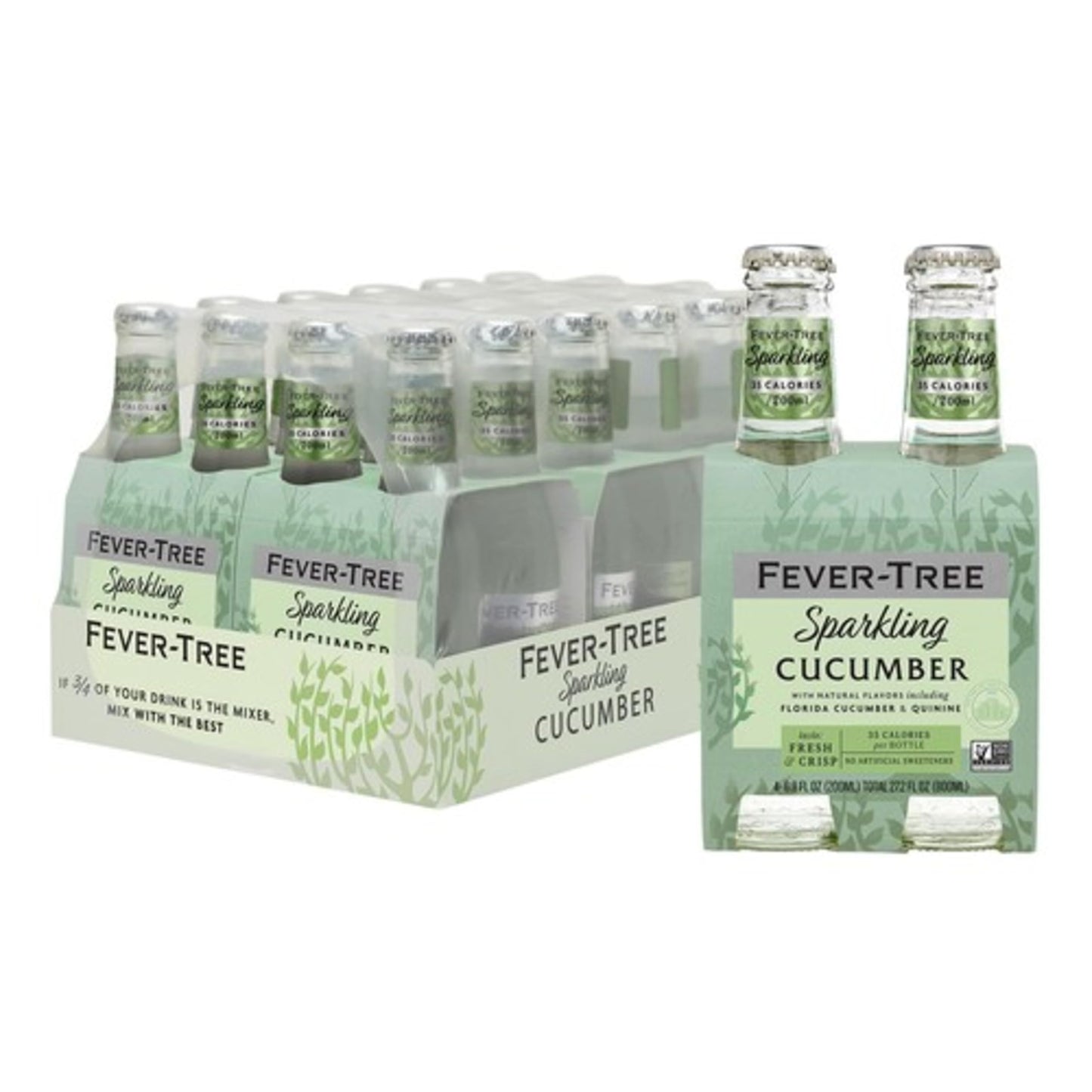 Fever-Tree Sparkling Cucumber - Premium Low Calorie Mixer for Cocktails and Mocktails, 6.8 fl oz Bottles, Pack of 24 - Naturally Sourced, Non-GMO