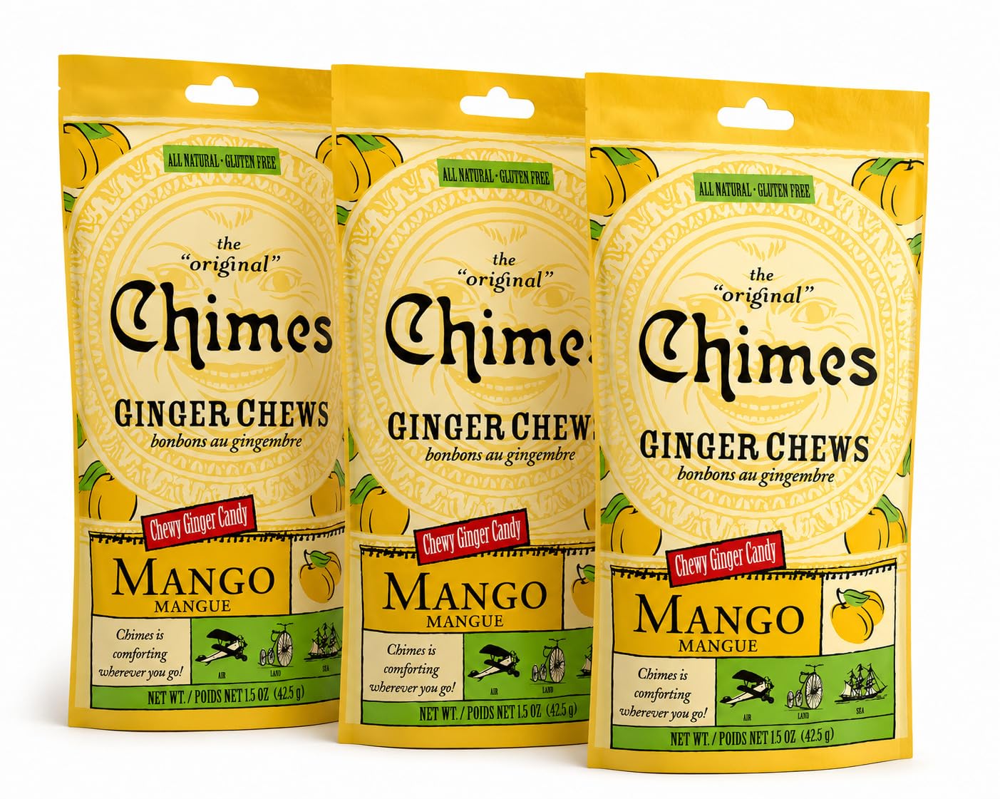 Chimes Ginger Chews 1.5 Oz. - Pack of 3 (Mango)