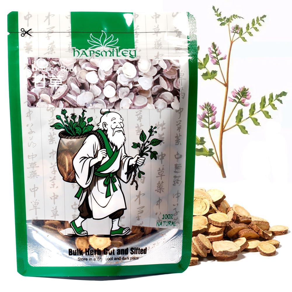 Hapsmiley Licorice Root Tea (Sweet Root/??/Gan Cao/?? ??/Glycyrrhiza glabra L.) Dried Bulk Herbs - 3.5 oz (100g)