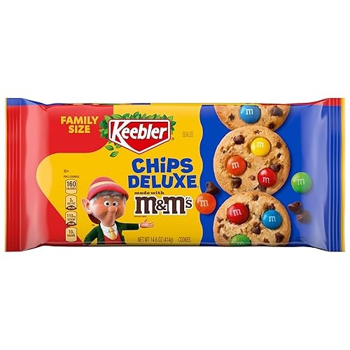 Keebler Chips Deluxe Cookies Made with M&M’s, Chocolate Chip Cookies Made with M&M’s, Family Size, 14.6 oz
