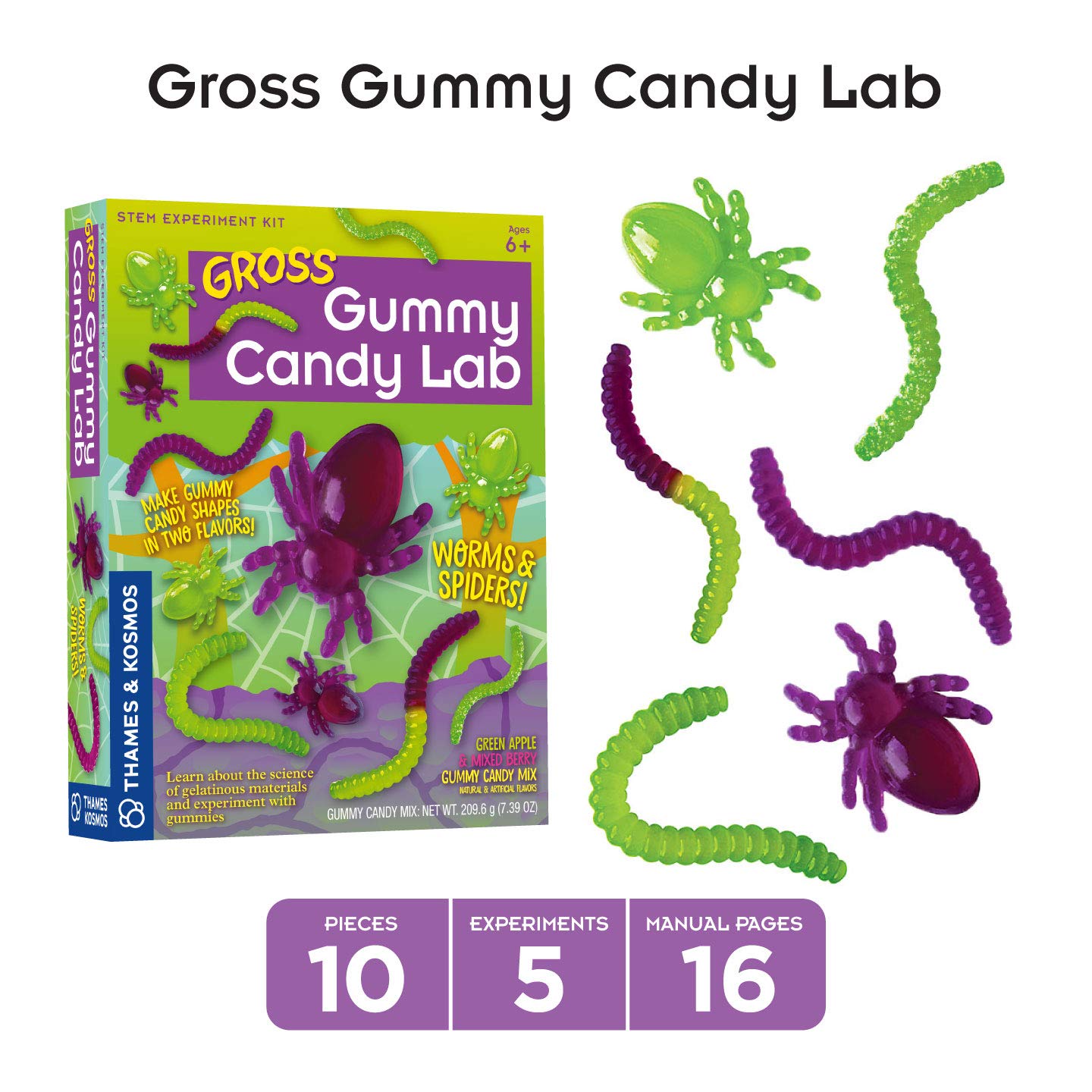 Thames & Kosmos Gummy Candy Experiment Kits | 2-Pack Bundle | Rainbow Gummy Candy Lab & Gross Gummy Candy Lab | Sweet Science STEM Activity Kits |