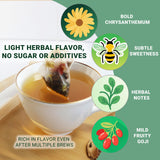 ADMIRINGAZELAND Goji Berry Chrysanthemum Tea Bags, 30 Count - Pyramid Teabags, 6 Ingredients - Dandelion Root, Wolfberry, Cassia Seed, Honeysuckle