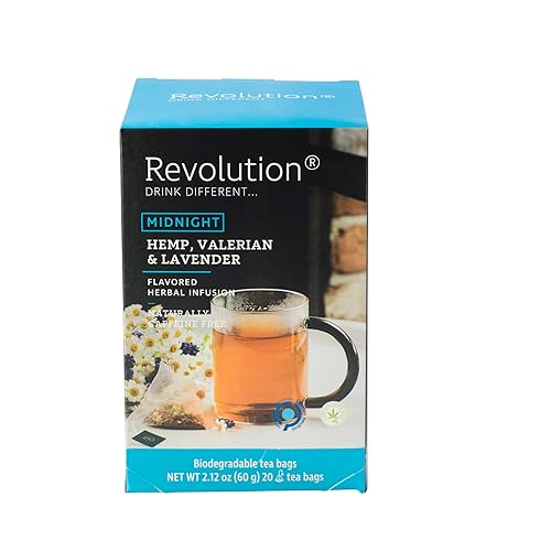Revolution Tea MIDNIGHT Hemp, Valerian & Lavender Hemp Tea - Relaxing Blend for Tranquil Nights - 20 Count