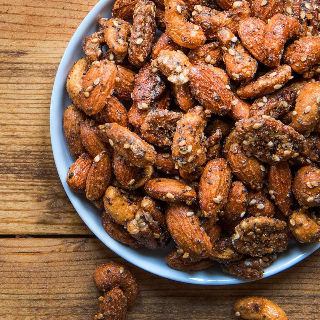 BobbySue's Nuts Everything Goes Nuts Gourmet Snack, All-Natural, Gluten Free, Low Sugar, and High Protein Nut Mix of Almonds, Cashews, Pecans, 8 Oz, 1